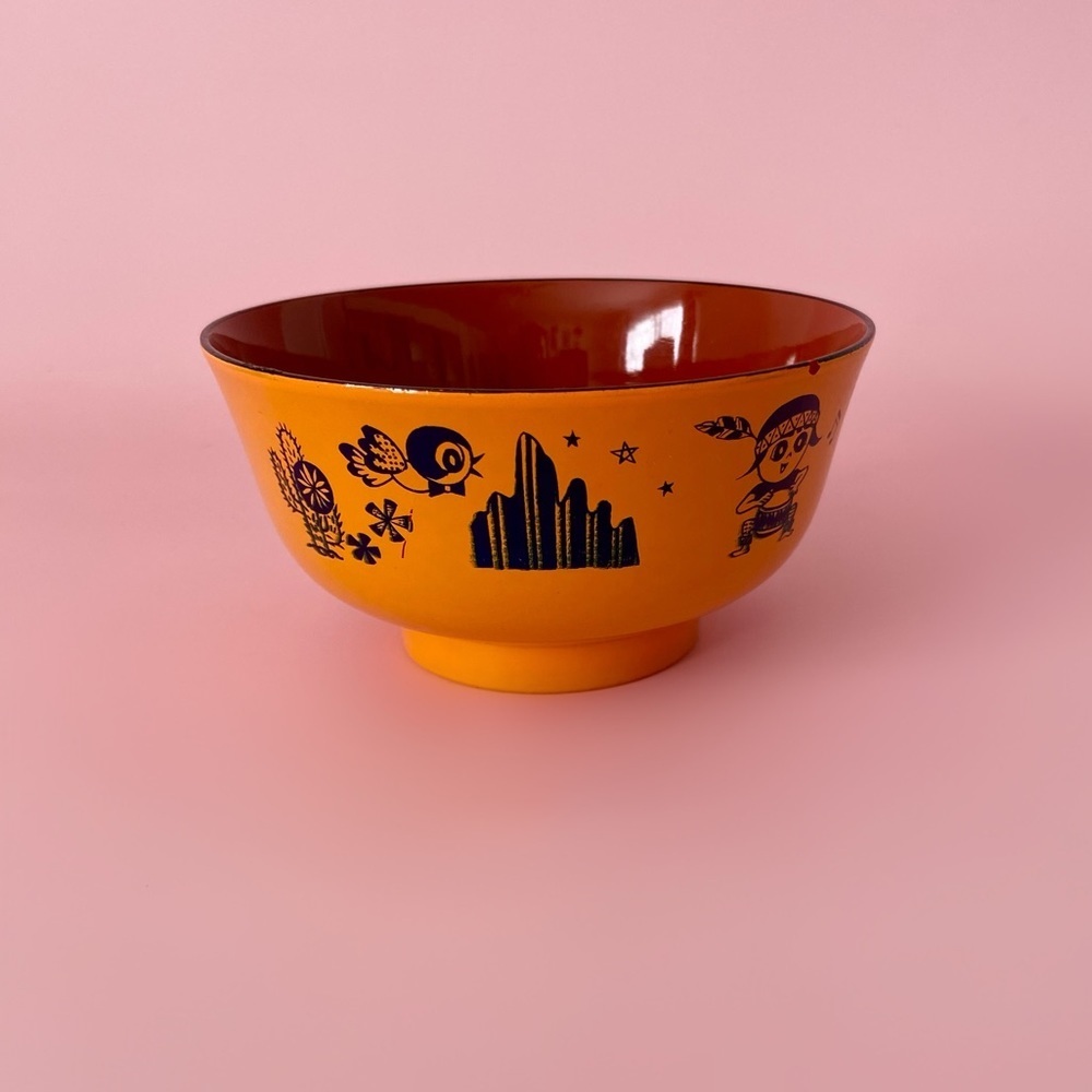 Vintage orange cartoon cute comic enamel retro bowl